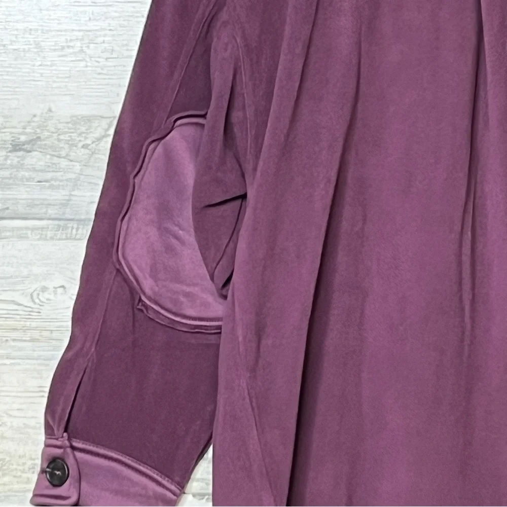 NWOT Zenana Cozy in the Cabin Fleece Shacket with Patch Elbows - Plum - Picture 7 of 8